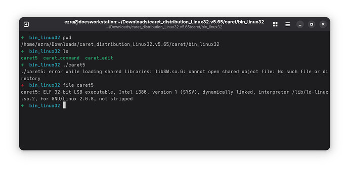 Caret 唯一幸存的 32 位二进制包内容